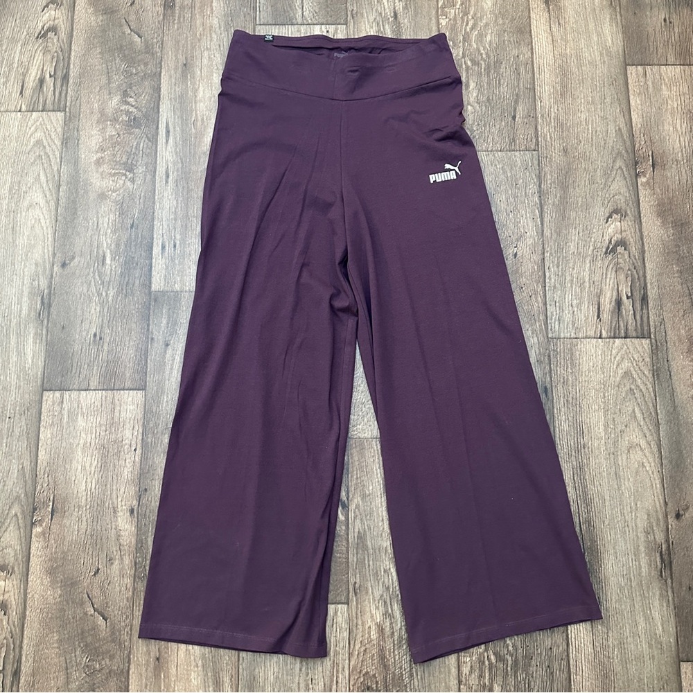 Puma Wide Leg Cotton Active Pants Women’s Size L Plum